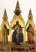 Nardo di Cione The Trinity and SS.Romuald and john the Evangelist Three Stories from the Life ofSt.Romuald oil on canvas
